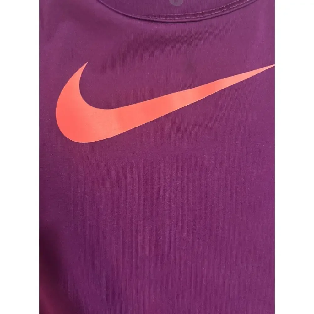 Nike Pro Tank Top Womens Large Berry Swoosh Logo Scoop Neck Sweat Wick Yoga